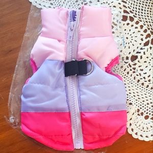 Super cute multi color zip up doggy puffer jacket size extra small